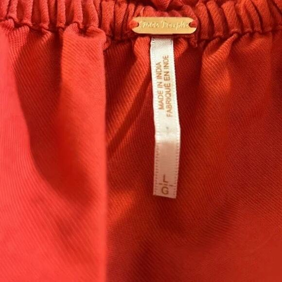 Free People Fleur Du Jour Red Floral Embroidered Off the Shoulder Dress Large - Picture 5 of 6